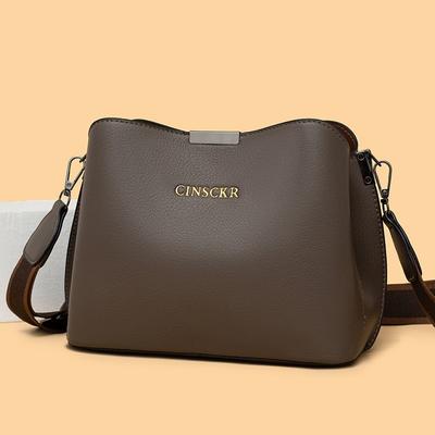 Luxury-lite Crossbody Bag, Stylish Shoulder Bag, Soft Leather Large Capacity Bucket Bag