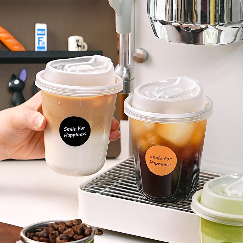 10Pcs Transparent Coffee Cups With Lids U-Shaped Disposable Cups For Hot Drink Milk Tea Takeaway Beverage Cups