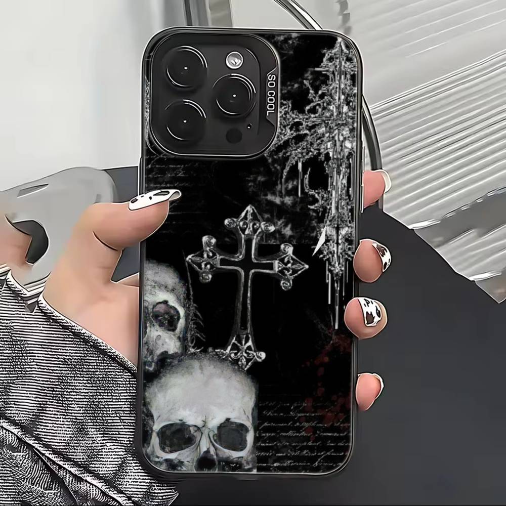 C-Cool Dark Catgothic C-Cross Phone Case For iPhone 17,16,15,14,13,12,11 Plus,Pro Max,XS,Colorful Silver Black Cover