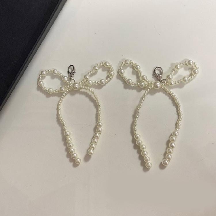 Beautiful Bowknot Shoe Adornments Sophisticated Pearls Bowknot Shoe Accessory Personalized Beaded Show Decoration