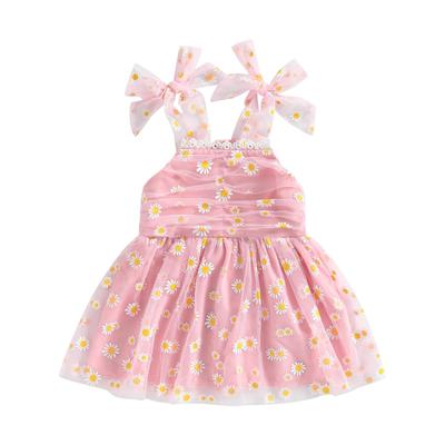Toddler Baby Girl Flower Dress Sling Strap Daisy Print Tulle Tutu Dresses Kids Cute Princess Sundress Skirt