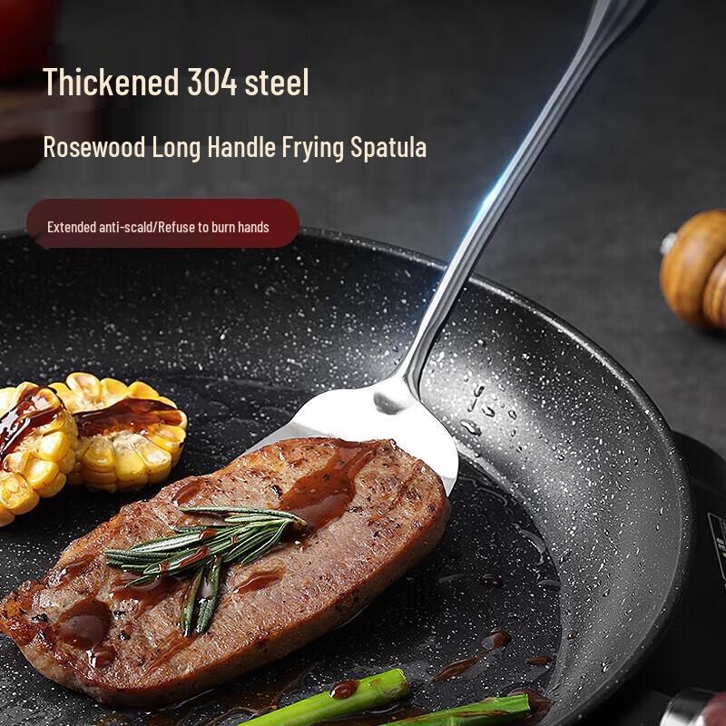 MAXCOOK 304 Stainless Steel Frying Spatula with Rosewood Handle