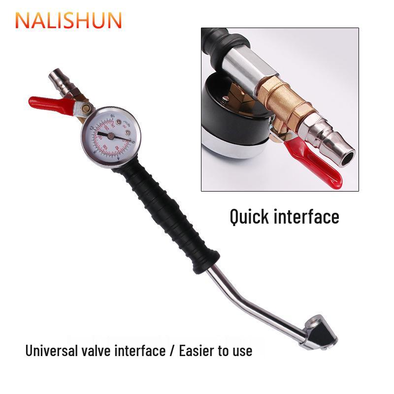 Quick Inflate Tire Valve Extension with Pressure Gauge and Lighter Adapter
