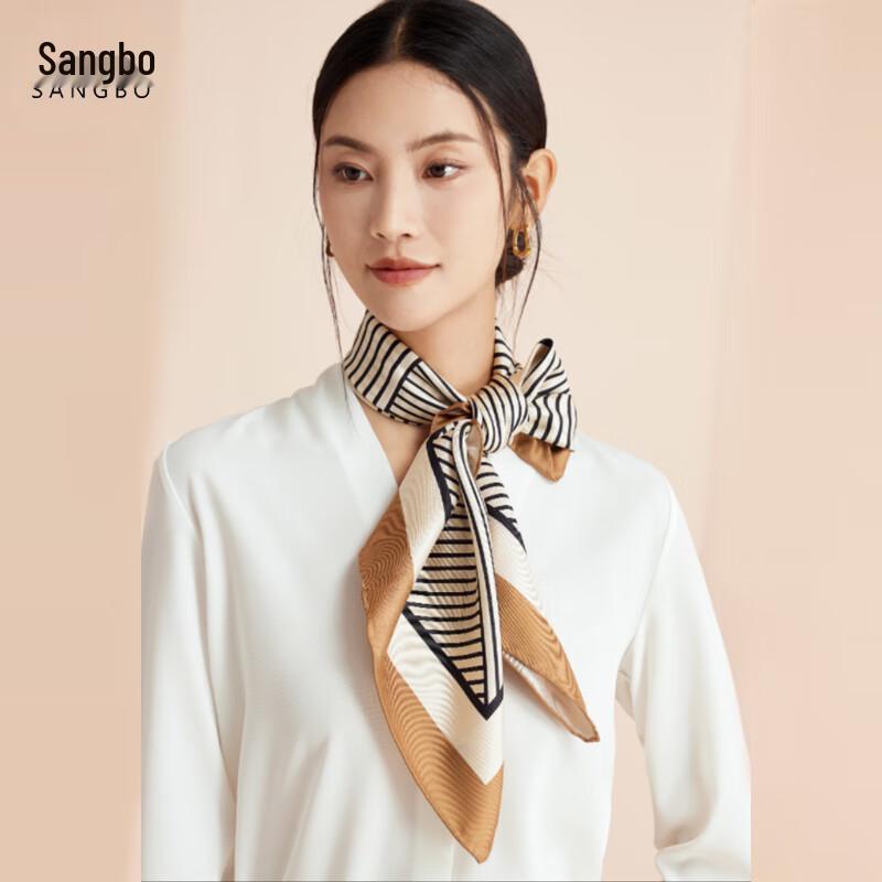 Sangbai French Style Double-sided Floral Print Silk Scarf