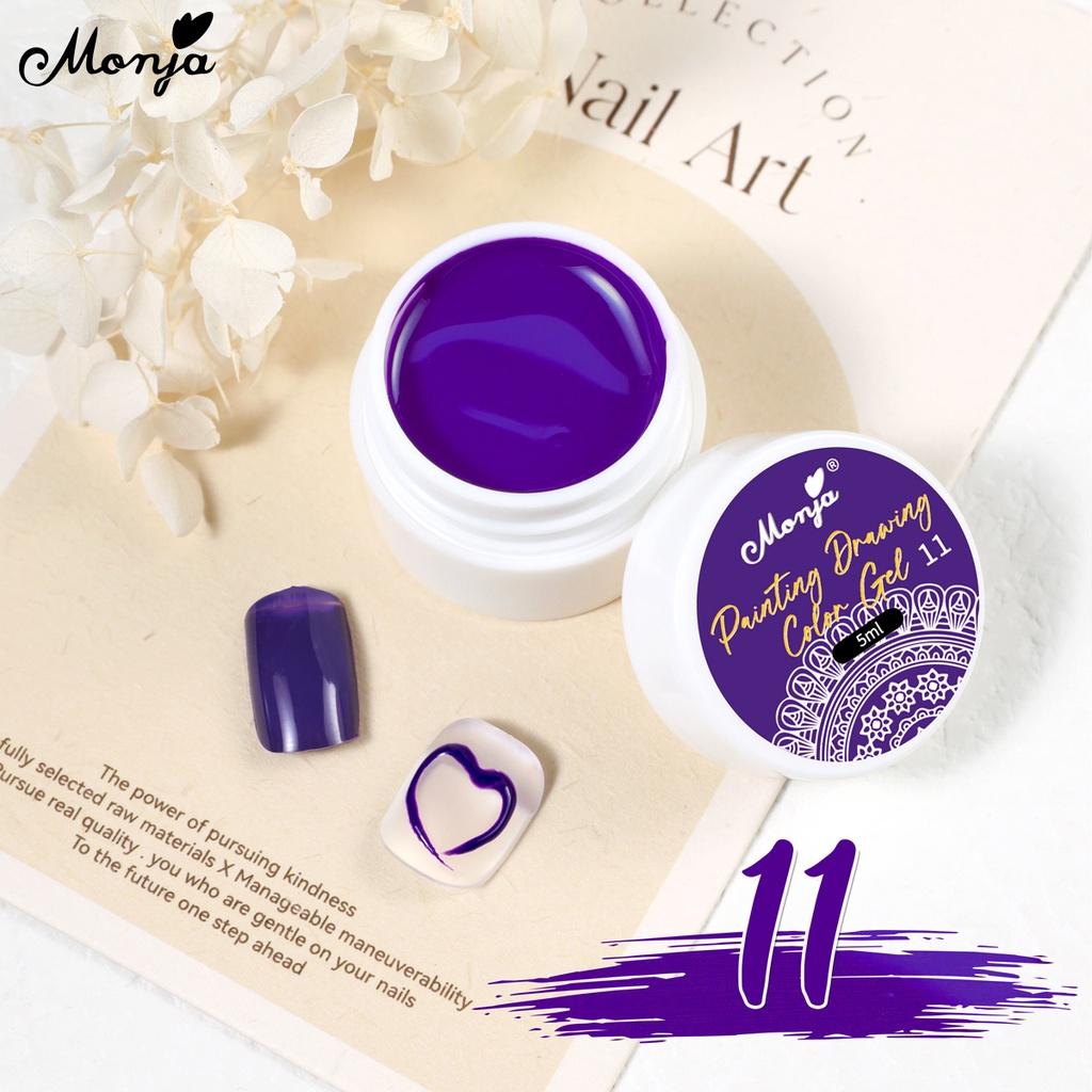 monja 5ml 12 barev Gel na malování nehtů UV lak Kreslení Černá Bílá Salonní barvy Lak Semipermanentní Vylepšení Manikúra Design Nástroj