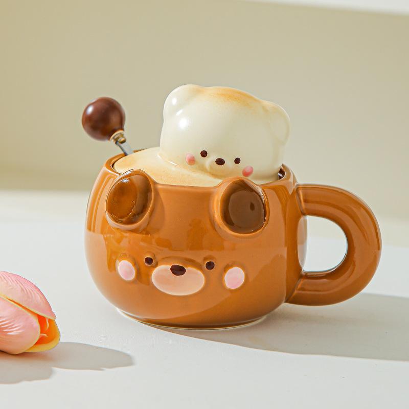 Geburtstagsgeschenk Mädchen süßer Bär Kaffee Wasserbecher ins Stil hoher Wert Keramiktasse Begleitgeschenk