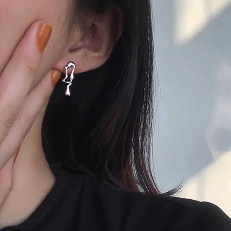 foxanry Prevent Allergy Stud Earrings New Fashion Hip Hop Vintage Simple Asymmetric Geometric Party Jewelry