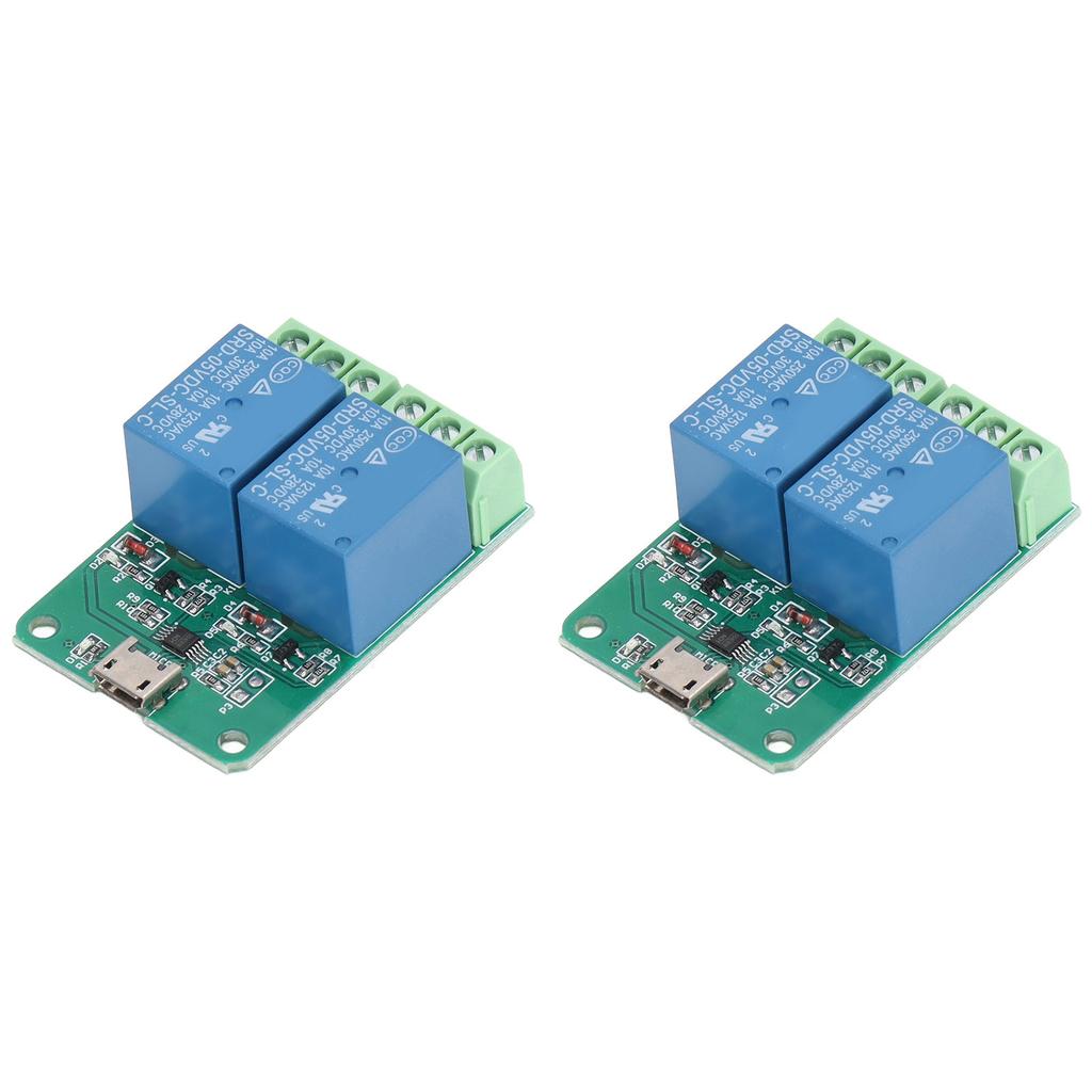 2Pcs Relay Module 2 Channel 5V Plug and Play USB PC Intelligent Control Electric Relay