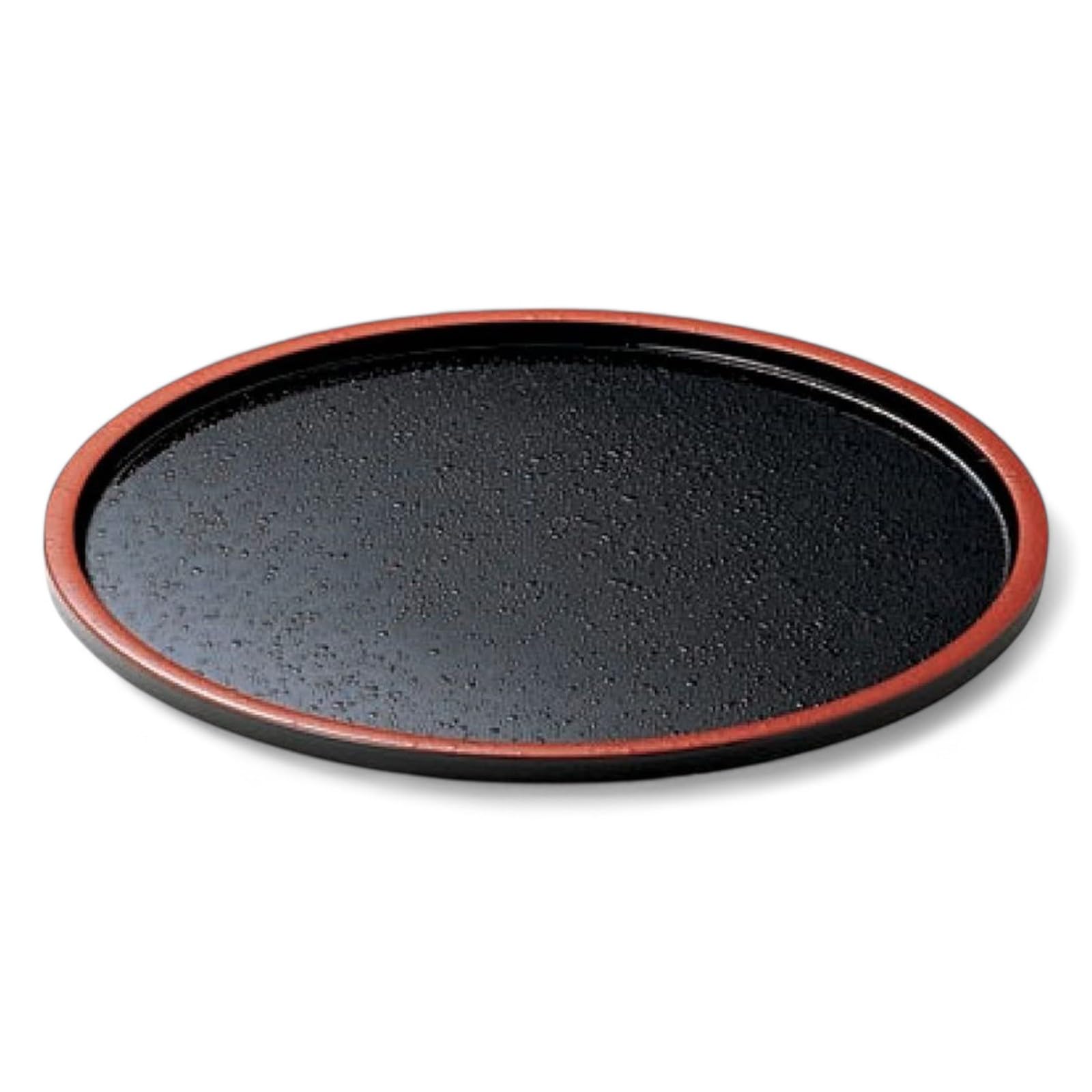 

DX Round Tray in Black or Lacquerware Made in Japan J-kitchens 8-inch (Tray) Red, Non-Slip, 24cm, (ABS Resin),