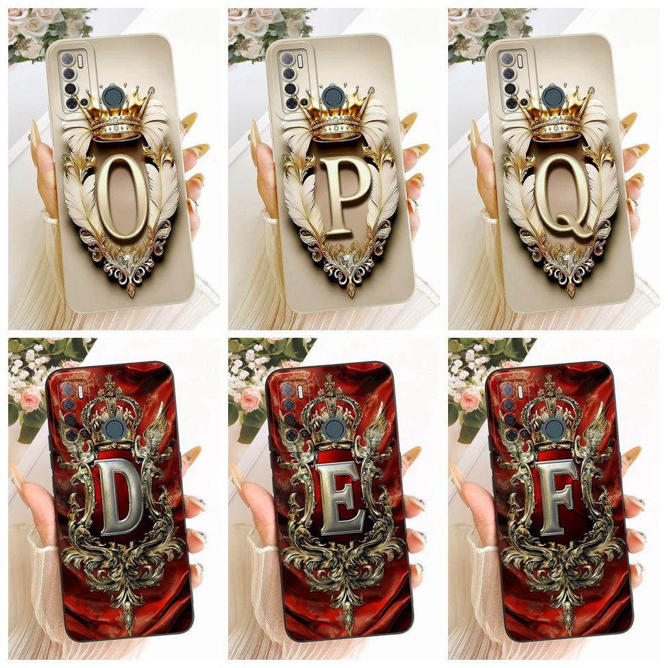 For Tecno Spark Power 2 Cover Luxury A-Z Letters Crown 2D Painted Silicone Casing For Techno Spark Power 2 LC8 Phone Case