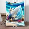 Ocean Wonders Pattern Print Flannel Blanket, Soft Warm Throw Blanket Nap Blanket For Couch Sofa Office Bed Camping Trave Blanket