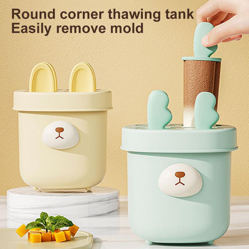 Fryseboks 4 rom Iskremform Matkvalitet Tegneserieform Isgitterlagerboks Gjenbrukbare Runde Ispinnformer Is DIY