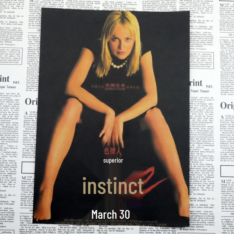 

Basic Instinct Sharon Stone Retro Movie Poster Wall Art Yellow Kraft Paper (No Glue) 30X42 cm