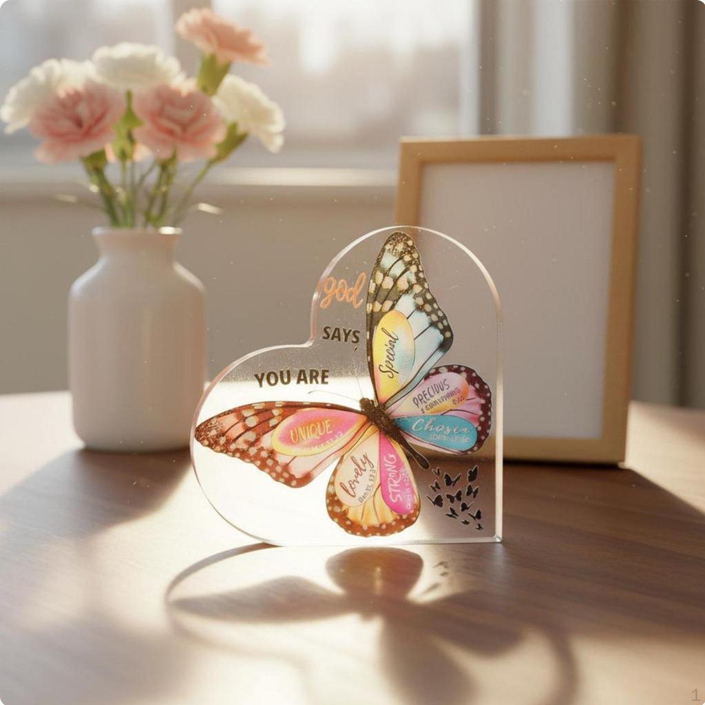 Heart Shaped Acrylic Plaque Resistant Keepsake Vivid Printing Transparent Memorial
