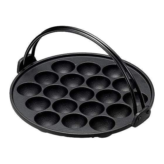 Ishigaki Cast Iron Takoyaki Maker 19 Holes Width 24 x Depth 22.2 x Height 4.7cm DL Direct Fire Cassette Stove Compatible with Crane Black