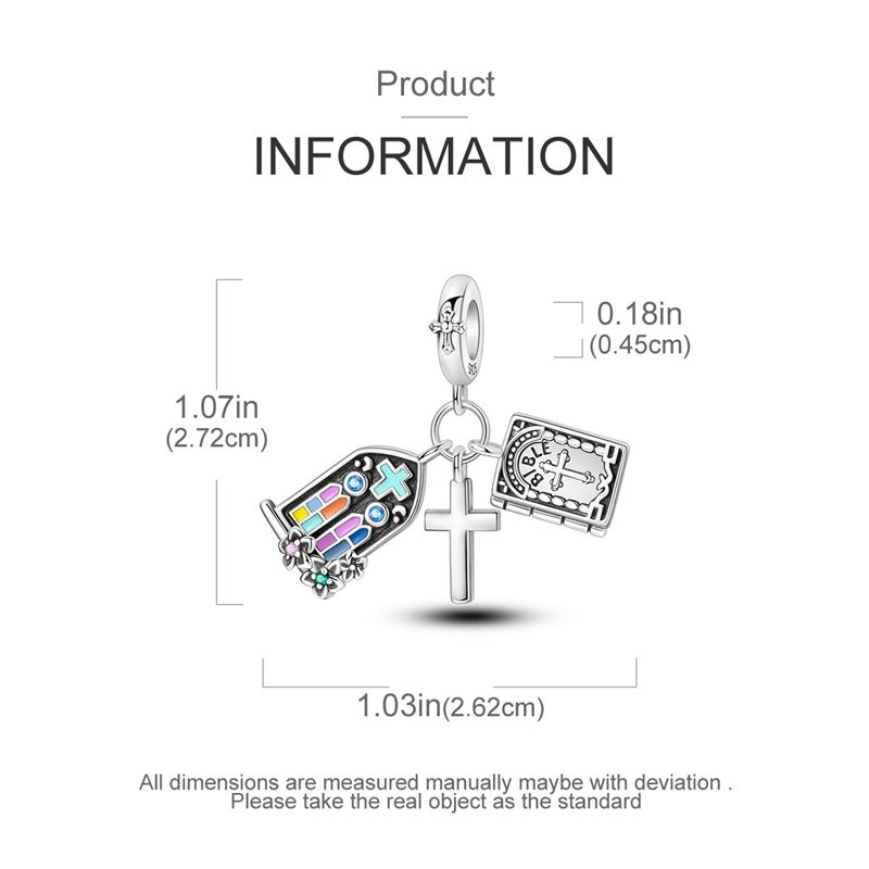 Charms Kupfer Kirche Blumen Bibel Kruzifix Anhänger Passend Charms Plata Original Armband Perlen Schmuckherstellung DIY für Frauen