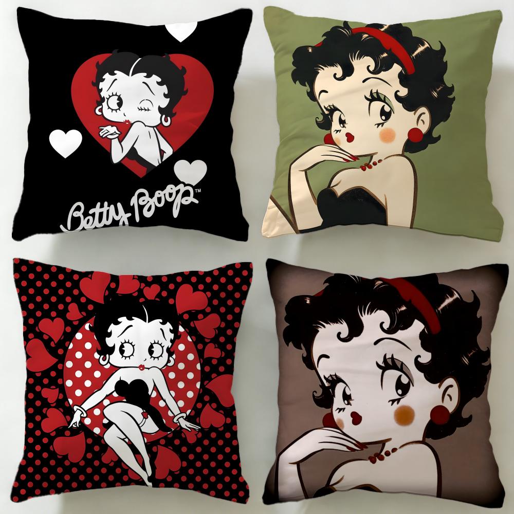 classic cartoon character Betty Boop Cushion Cover Soft EasyWash Pillow Case Versatile for Couch Bed Travel and Office
