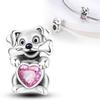 Copperanimal Pet Series Charm Penguin Owl Hugging Heart Beads For Women'S Bracelet Diy Jewelry Making Gift