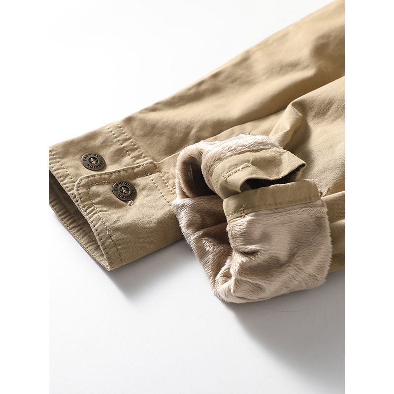 American Retro Pure Cotton Workwear Shirt Men's Long Sleeve Winter Fleece Lined Padded Warm Keeping Export Men's Clothing Shirt Coat