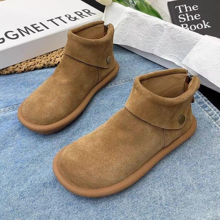 2025 New Soft Leather Big Head Short Boots Women's Platform Single Boots Autumn Matte Leather Retro Women's Boots Rear Zipper Martin Boots