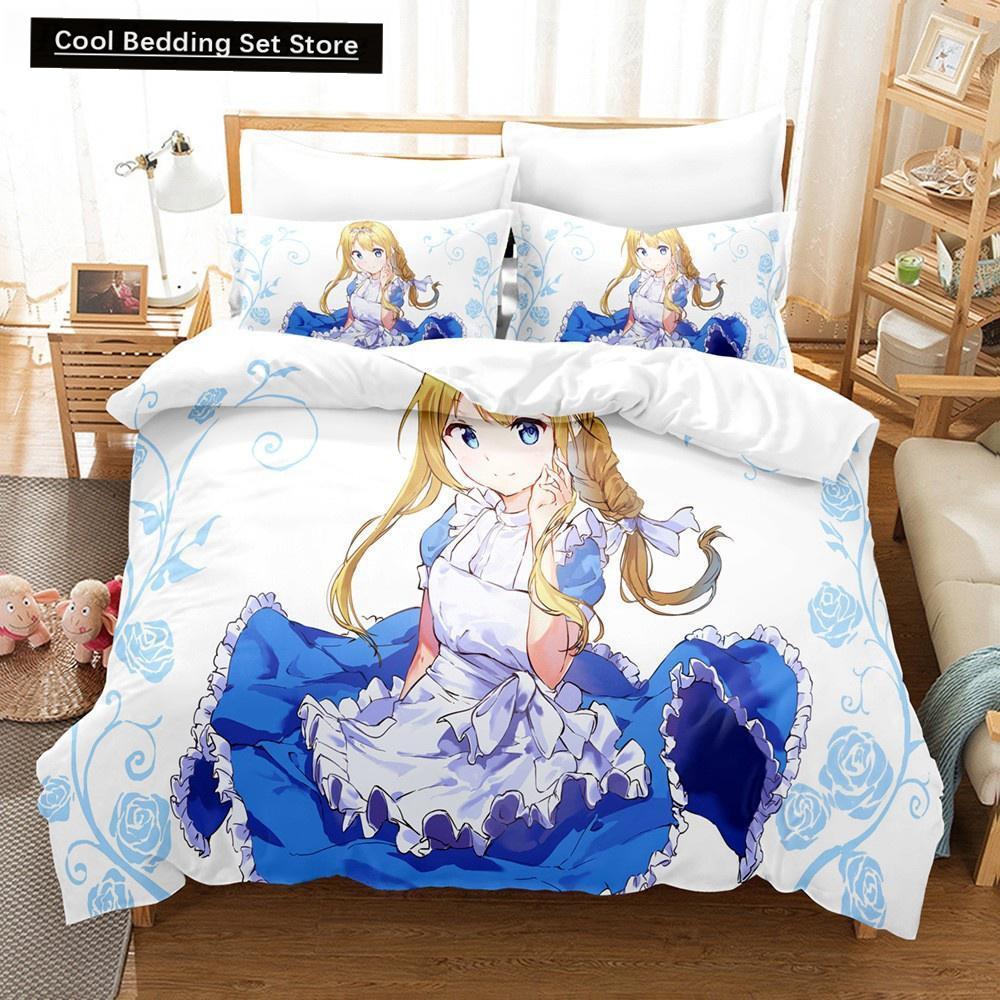 Sword Art Online Bedding Set 3D Anime Print Polyester Quilt Cover Pillowcases Queen King For Kids Gift Anime Duvet Cover Sets