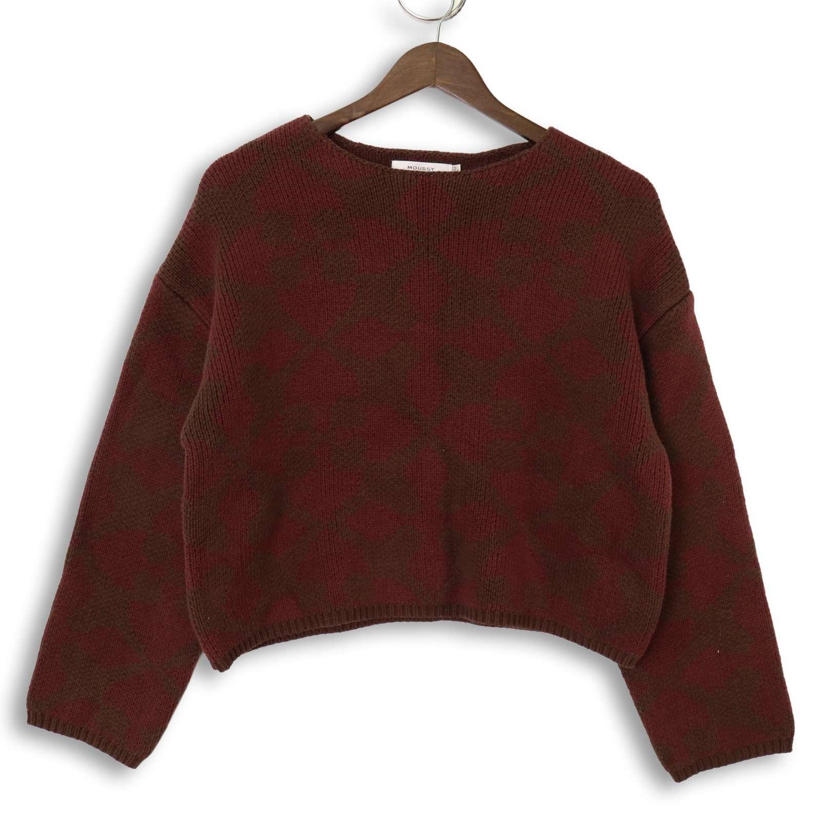 MOUSSY Autumn/Winter TILE PATTERN Tile Allover Pattern Oversized Knit Sweater Sz.F Women s