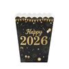 10Pcs Happy New Year 2026 Theme Party Decor Fireworks Popcorn Box Candy Cookie Packaging Boxes For Movie Night Party Decor