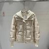Autumn and winter new knitted hooded detachable white duck down jacket women's short loose casual warm jacket