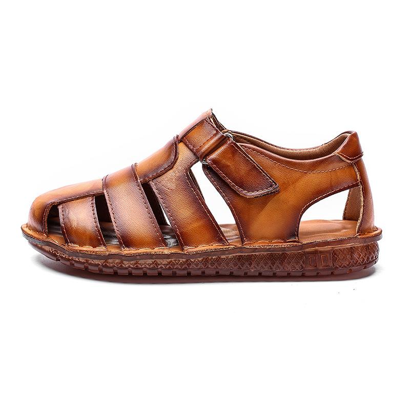 Fashion 2024High Quality Genuine Leather Men Sandals Breathable Outdoor Beach Men Roman Sandals Casual Men's Shoes