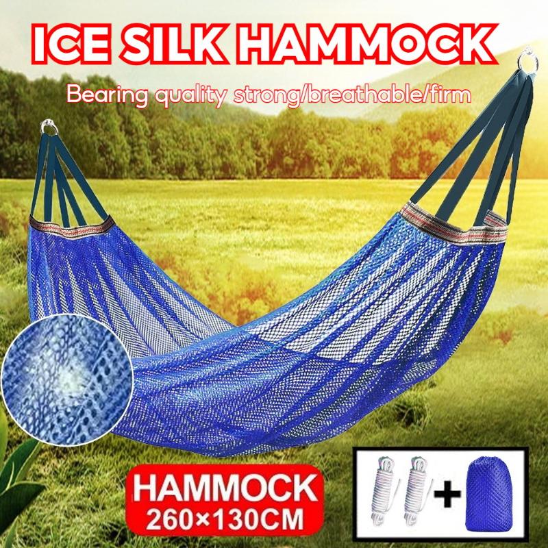 Travel Hammock With Storage Bag Ice Silk Hammock Duyan Camping Hiking Outdoor Foldable Hammock