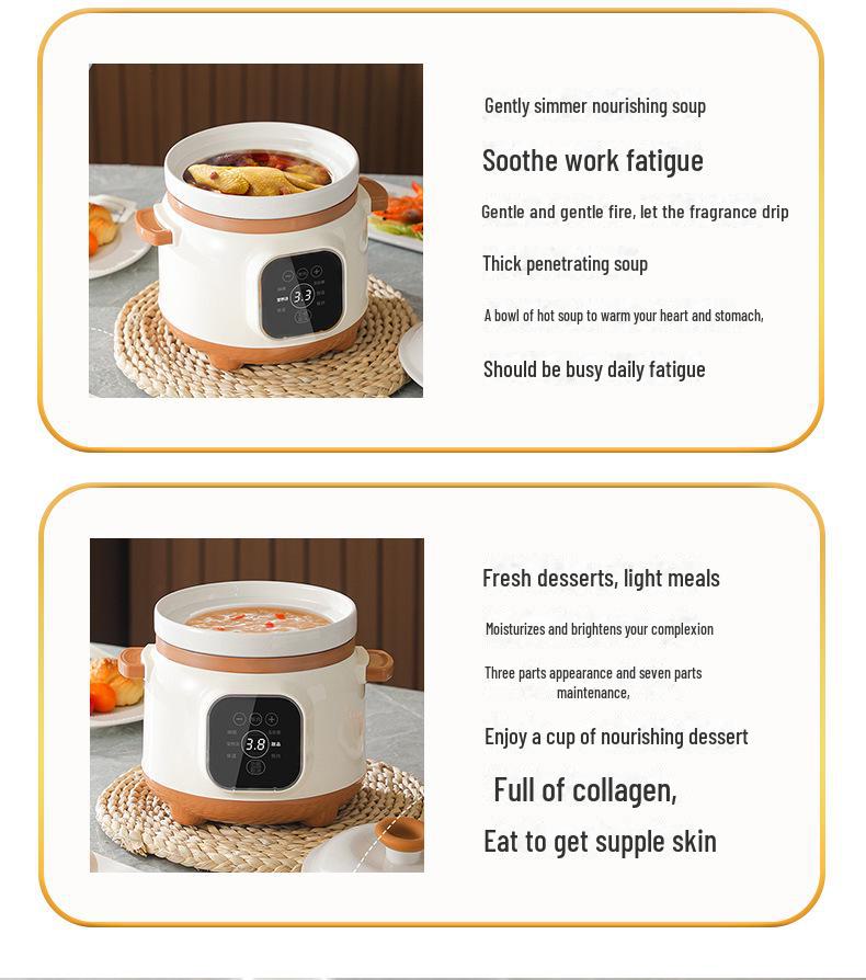 Multifunktionaler elektrischer Kochtopf für Brei & Suppe - Mini Keramik mit Timer & Terminfunktion