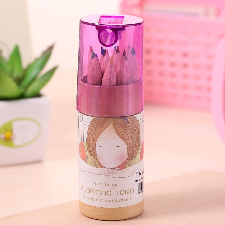 Children's 12-Color Cartoon Mini Colored Pencils Set for Elementary School Art