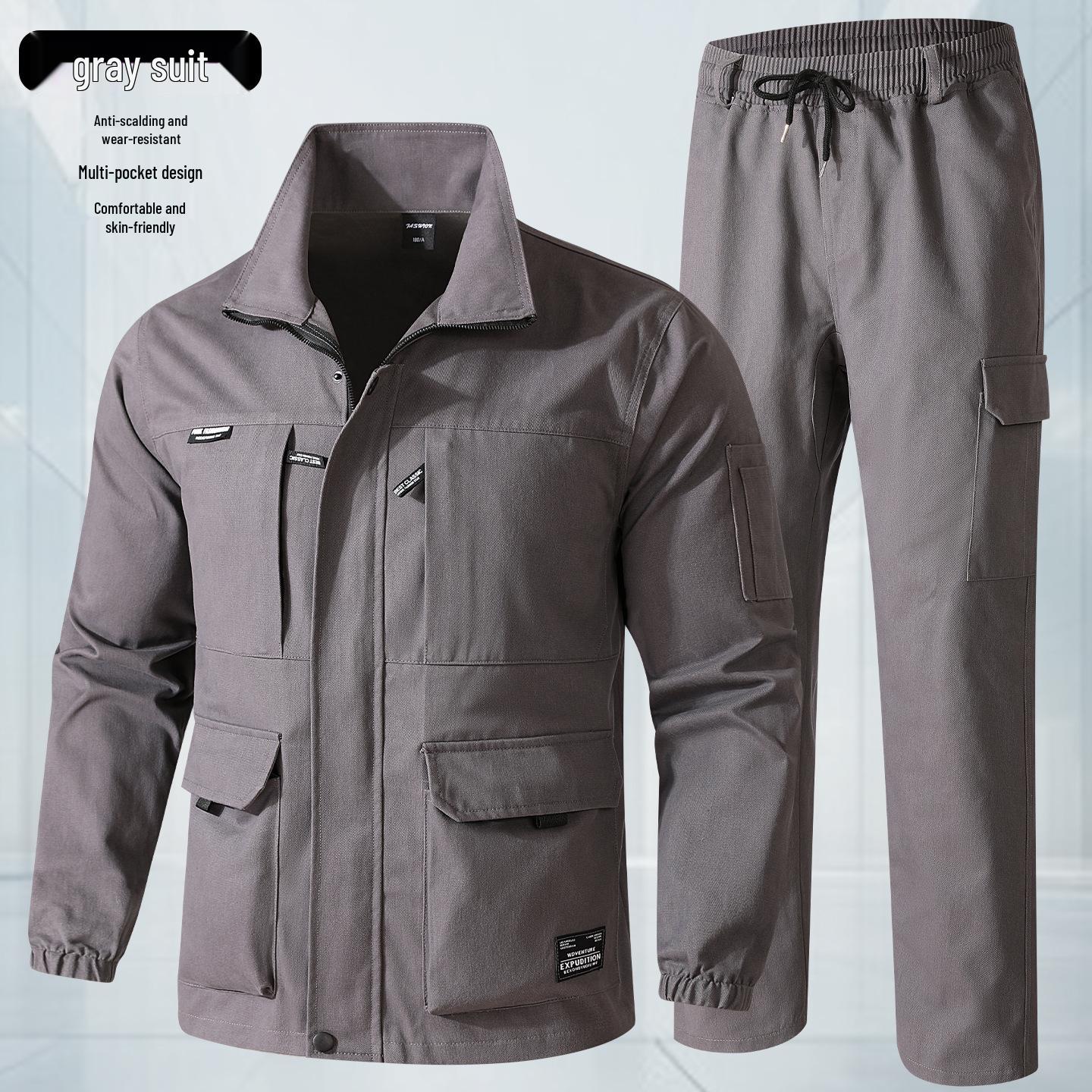 

Men s Cotton Workwear Set: Spring/Autumn, Anti-Scald for Welding, Auto Repair, Construction, Outdoor Casual Wear 165 (100-110 lbs)
