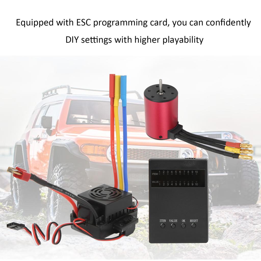 S3650 4300KV Waterproof Brushless Motor 60A Brushless ESC T Plug Male ESC Programming Card Set for 1/10 Remote Control Car