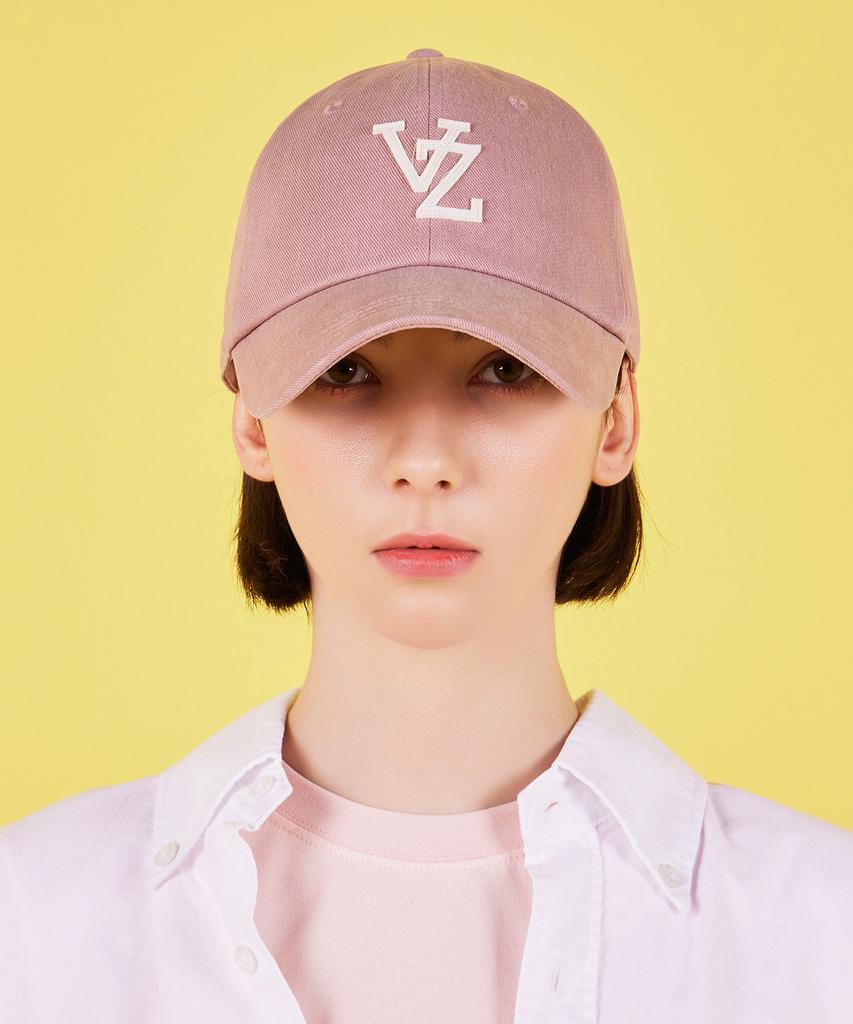 Bajal Monogram Applique Oversized Washed Ball Cap Pink