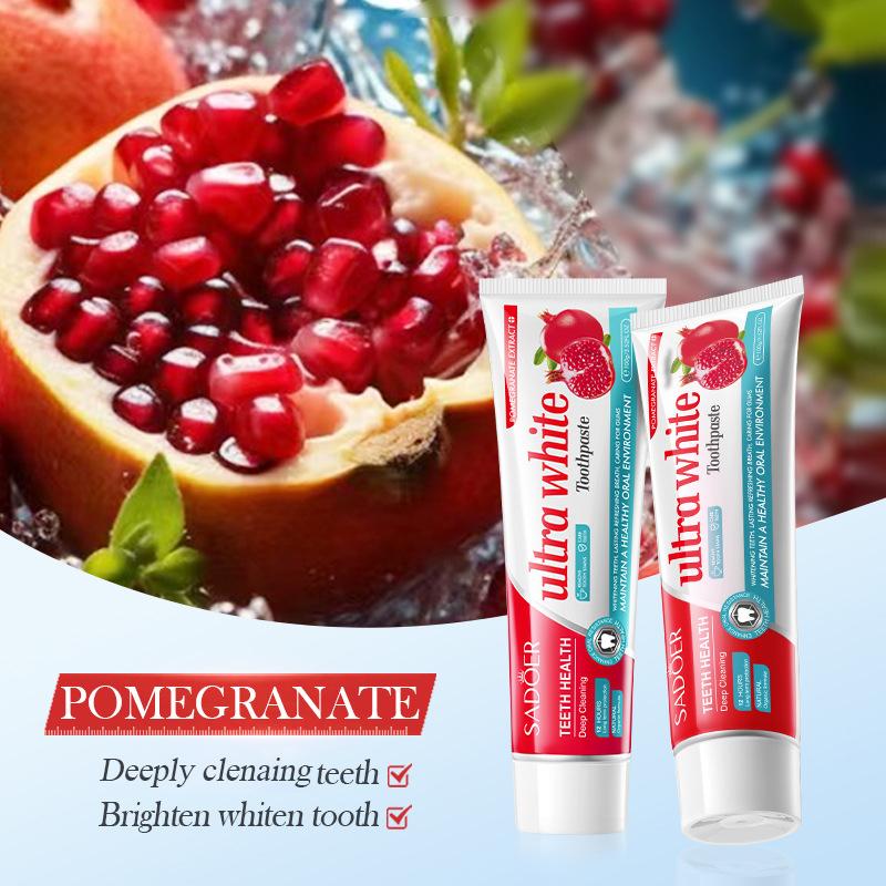 100g SADOER Pomegranate Ultra White Toothpaste - Deep Clean Formula for Brighter Teeth, Fresh Breath, and Basic Oral Care