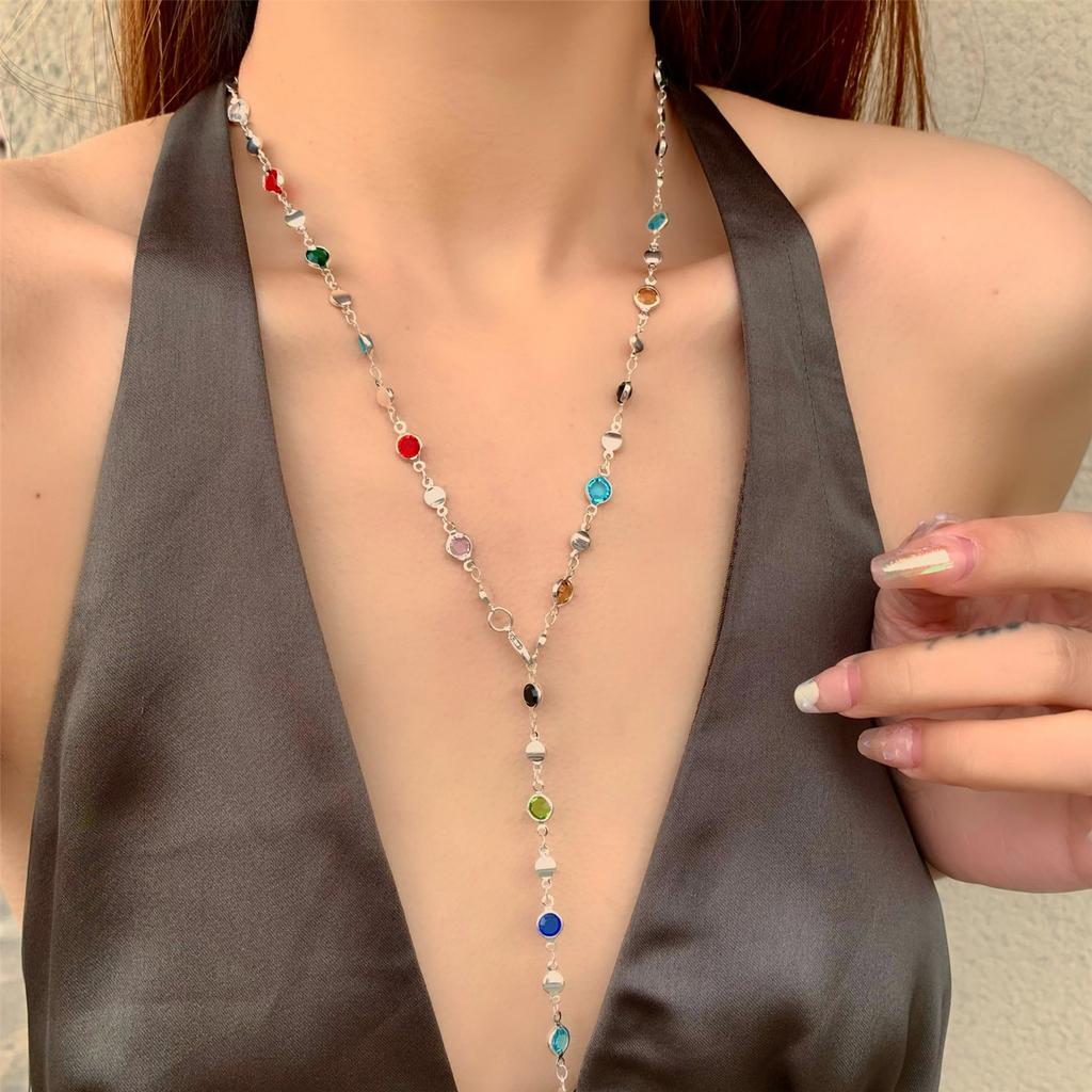 Colorful Neck Chain Beads Necklace Adjustable Chain Necklace Stylish Neck Jewelry Suitable for Women and Girl Present