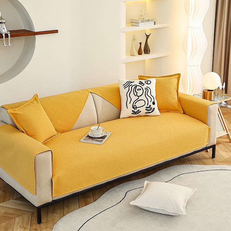 Solid Color Chenille Sofa Cushion Four Seasons General Non-slip Cushion Simple Fashion Cover Towel.