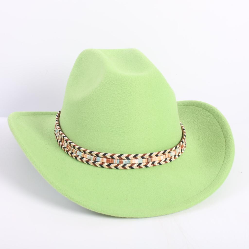 Popular European and American Fashion OL Style One-word Cowboy Hat Men's and Women's High-end Top Hat Jazz Hat Felt Hat