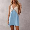 Women's Casual V Neck Loose Fit Sleeveless Dress Color Block Mini Dress Summer Beachwear Lightweight Comfortable