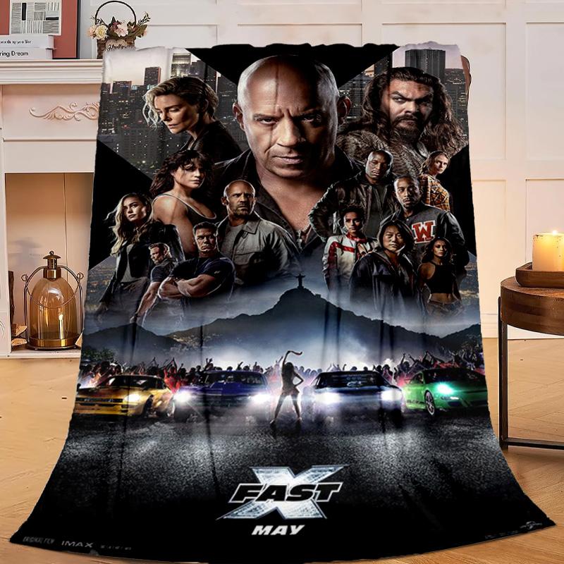 1PC Fast And car Family Flannel Blanket Gift, Suitable for Both Men And Women, Soft Ideal for Beds And Sofa, Birthday Or Christmas Gift