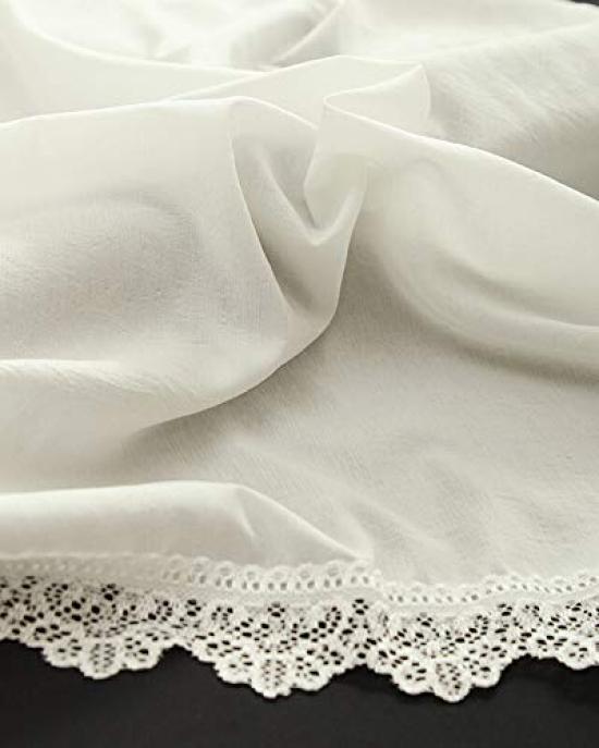 Cafe curtain with hem UV hard to see at fluffy and lightweight 4112 Pixie 142cm wide x 80m 1 panel trim, 93.5% protection, night, lace, White, long,