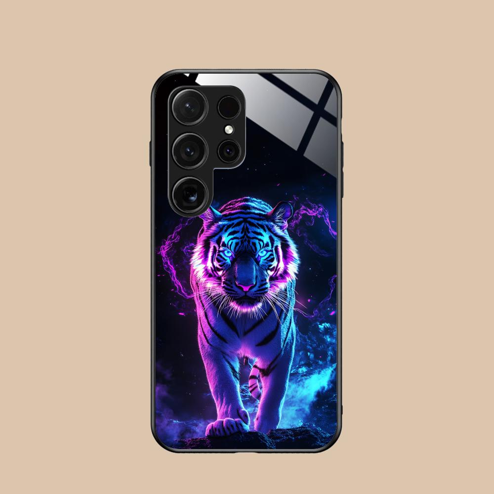 Tiger Neon Mobile Cell Phone Case for Samsung Galaxy A56 55 54 53 52 51 36 35 34 23 16 15 5G Glass Colorful Cover Luxury