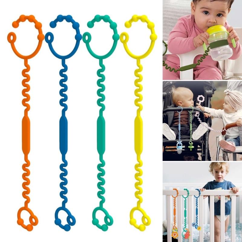 Multifunctional Baby Bottle  & Toy Holder Soft Silicone Cup Strap Colorful Infant Bottle Leash Essential for Strollers