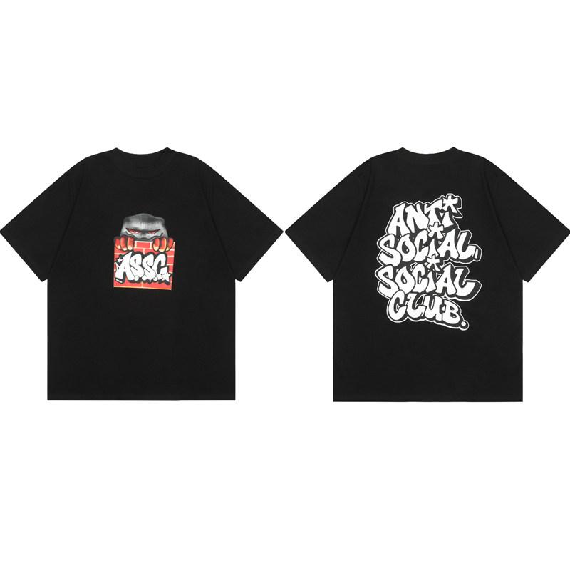 Street Trend Club Graffiti Letter Spider Casual TShirt Mens and Womens Luxury Brand Top