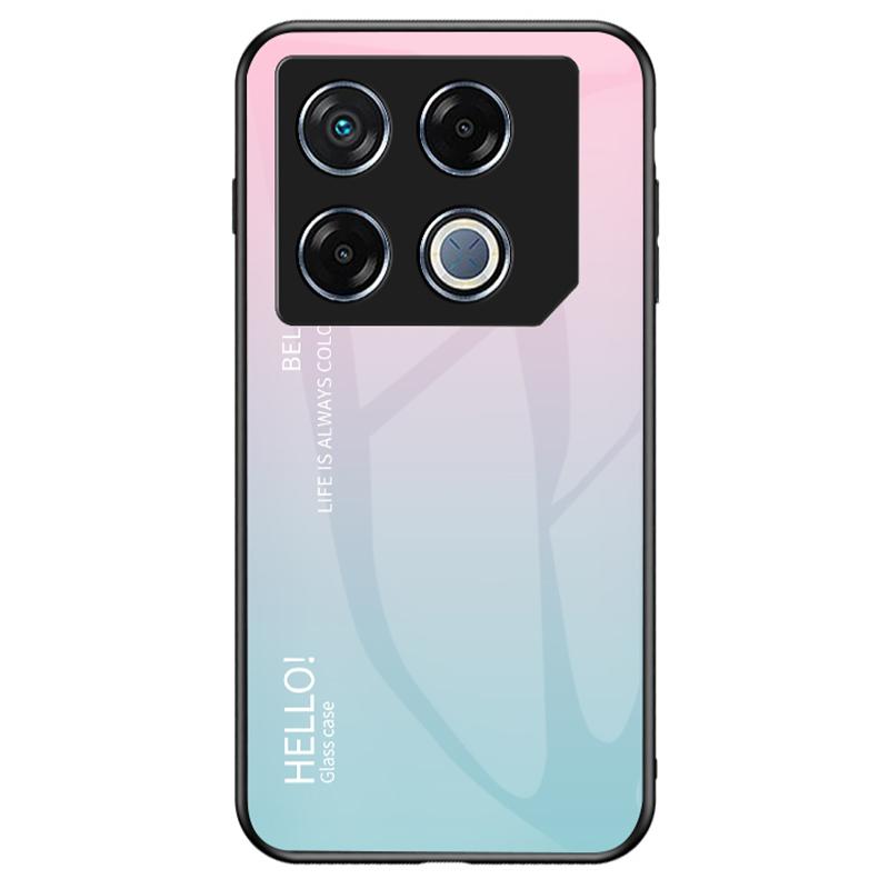 

For Infinix GT 20 Pro 5G Tempered Glass Case PC+TPU Protective Phone Cover Gradient Pink Blue