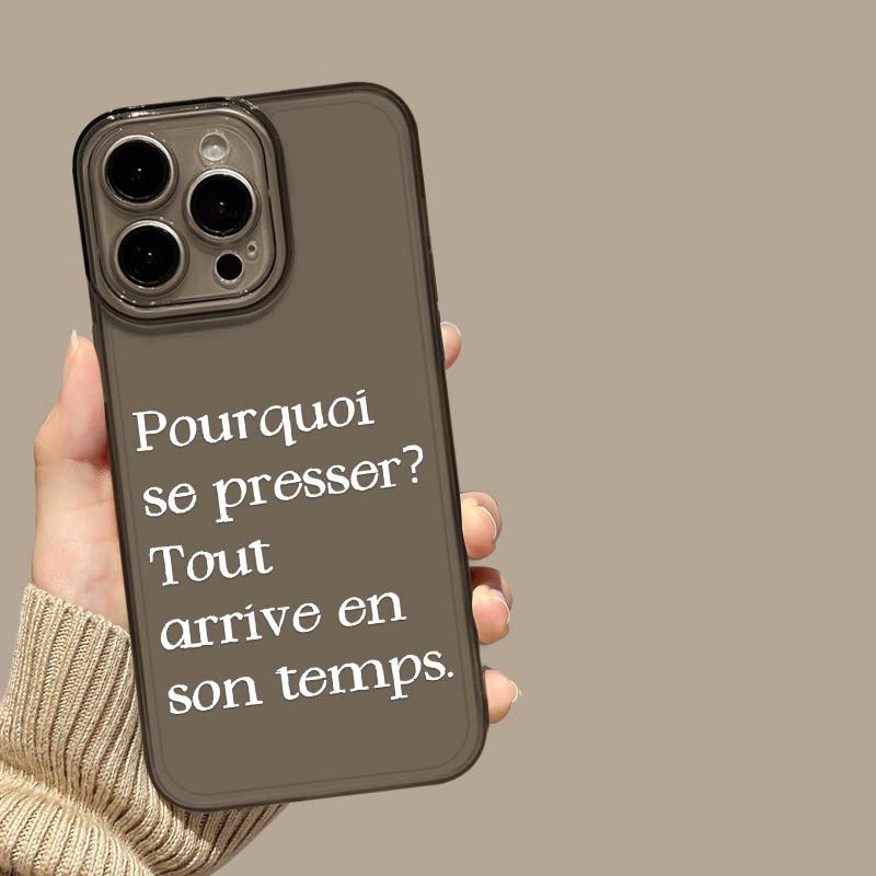 

Ins French Text Words Clear Phone Case For iPhone 17 16 13 14 12 11 15 Pro Max Plus Mini Air SE X XS XR 16e 17e Soft Cover Shell iPhone 13 mini
