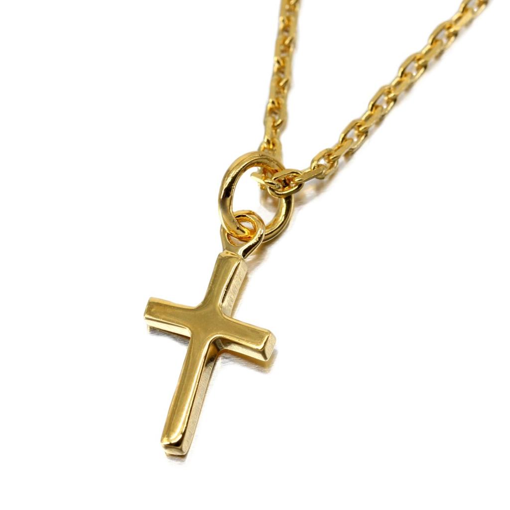 24K Gold Plated Necklace, Cross Design, Sterling Silver 925, Gold Motif Chain Choker, Men's