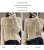 100% Wool Women's French Cable Knit Cardigan - Autumn/Winter Retro Short Aran Tweed Jacket