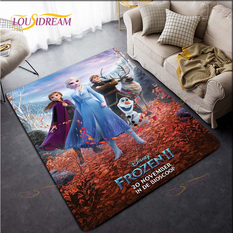 3D Printing Rug for Kitchen Doormat Bedroom Anime Frozen Carpets for Living Room Laundry Bathroom Non-slip Floor Mat